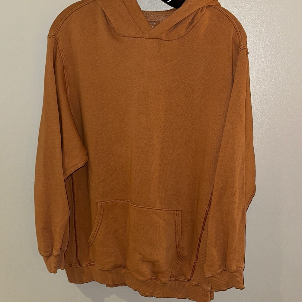 Aerie Tan Distressed Hoodie Sweatshirt